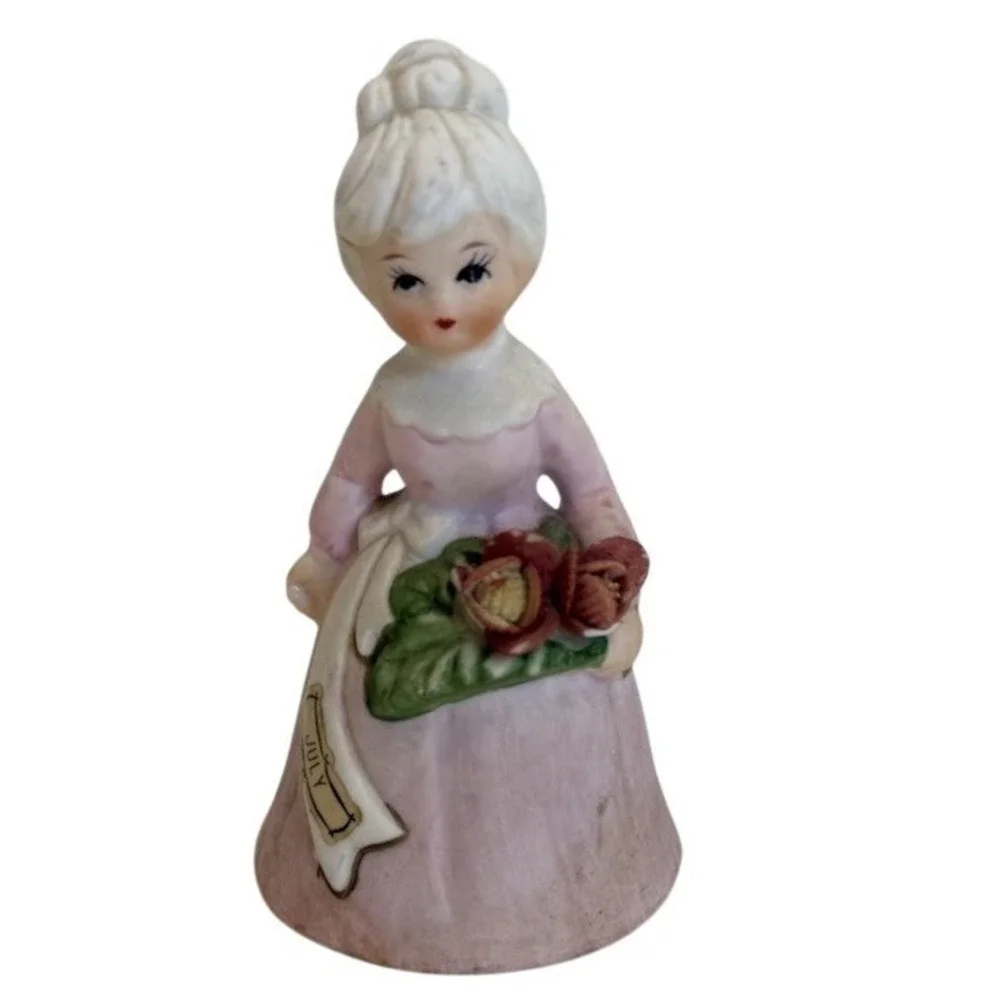 July Birthstone Flower Figurine Porcelain Lady Vintage Roses Gift‎